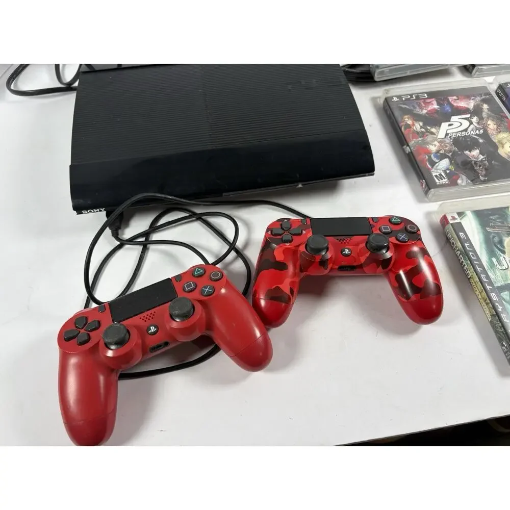 Sony PS3 Super Slim Console Bundle 2 Controllers 6 Games HDMI One Bad Pad